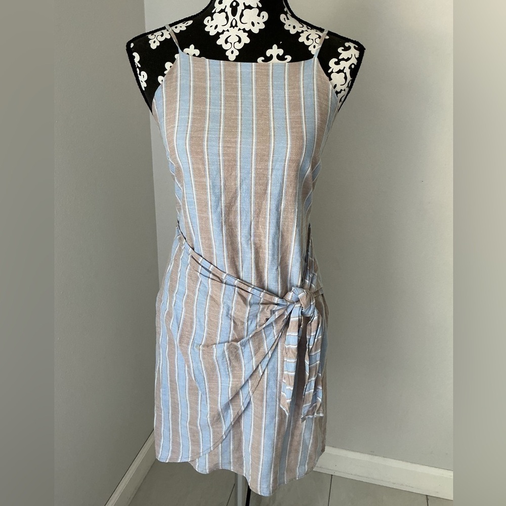 Altar'd State Blue and Tan Striped Mini Dress